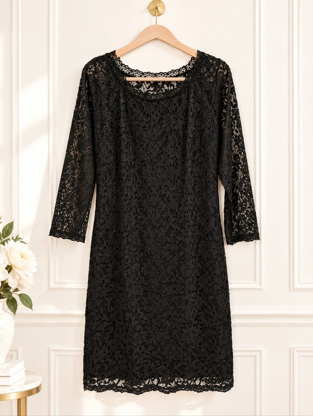 Candalite Black Lace Dress Romantic Cocktail Evening Midi Dress | Size 2X - Picture 5 of 9